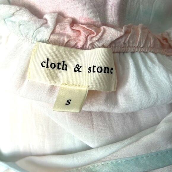 NEW! Cloth & Stone Pastel Watercolor Tiered Maxi Dress Size Small - Picture 5 of 6